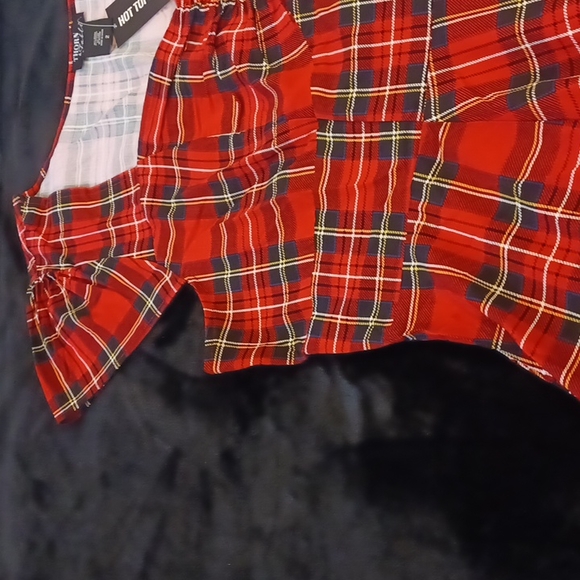 NWT 2x Tartan retro sweetheart dress with pockets red tartan. - Picture 3 of 12